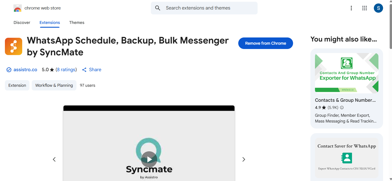 WhatsApp Schedule, Backup, Bulk Messenger by SyncMate