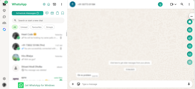 Open Chat box of that contact to whom you wanted to create any action.