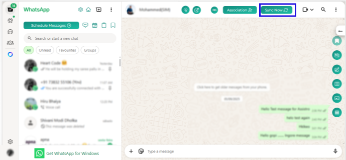 Sync now button